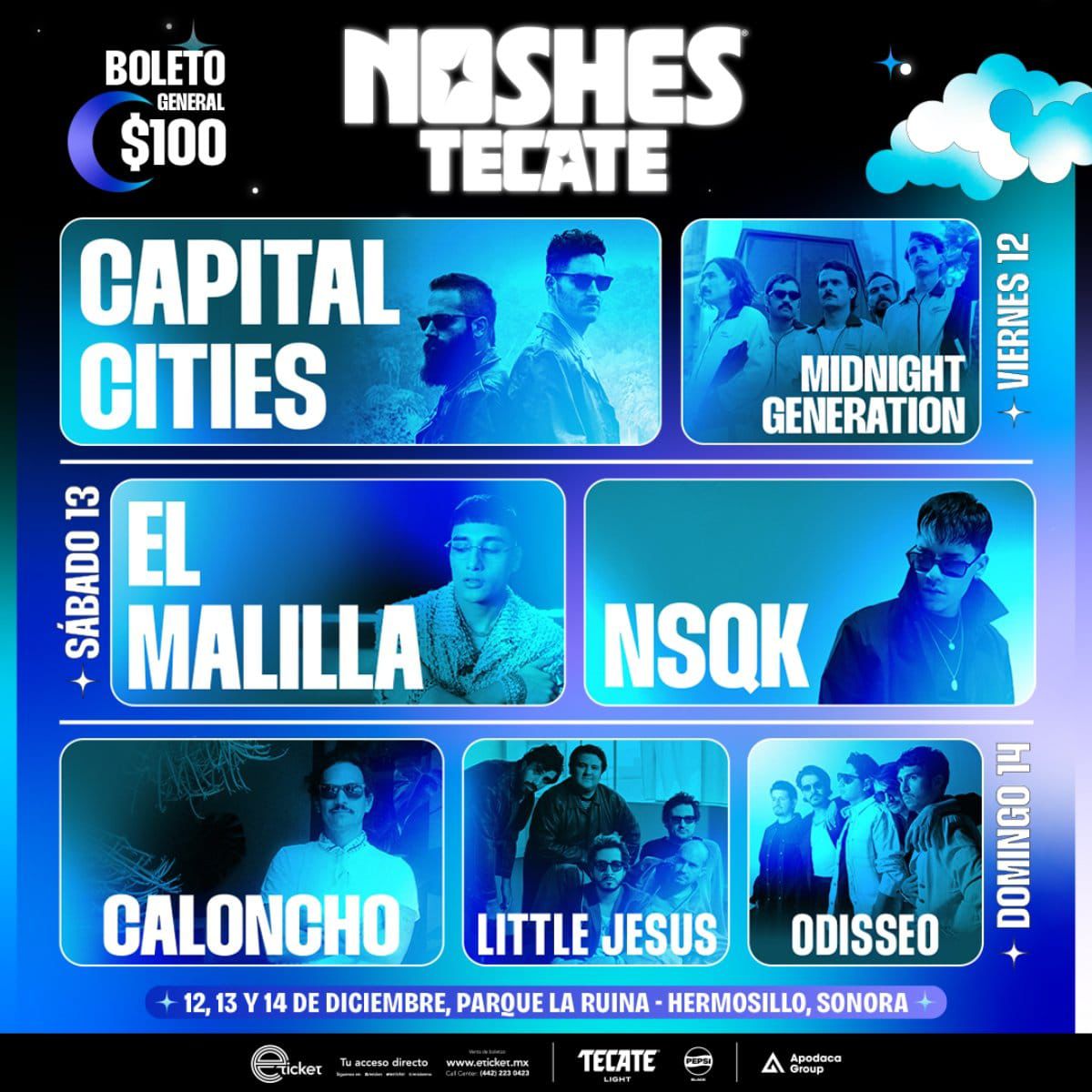 Hermosillo estrena Noshes Tecate con boletos desde $100 y un cartel encabezado por el Malilla, NSQK y Capital Cities
